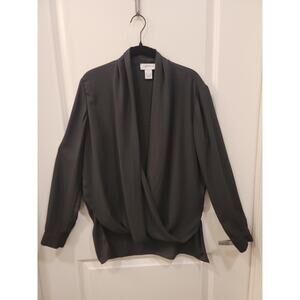 Carmen Marc Valvo Black Drape Front Blouse